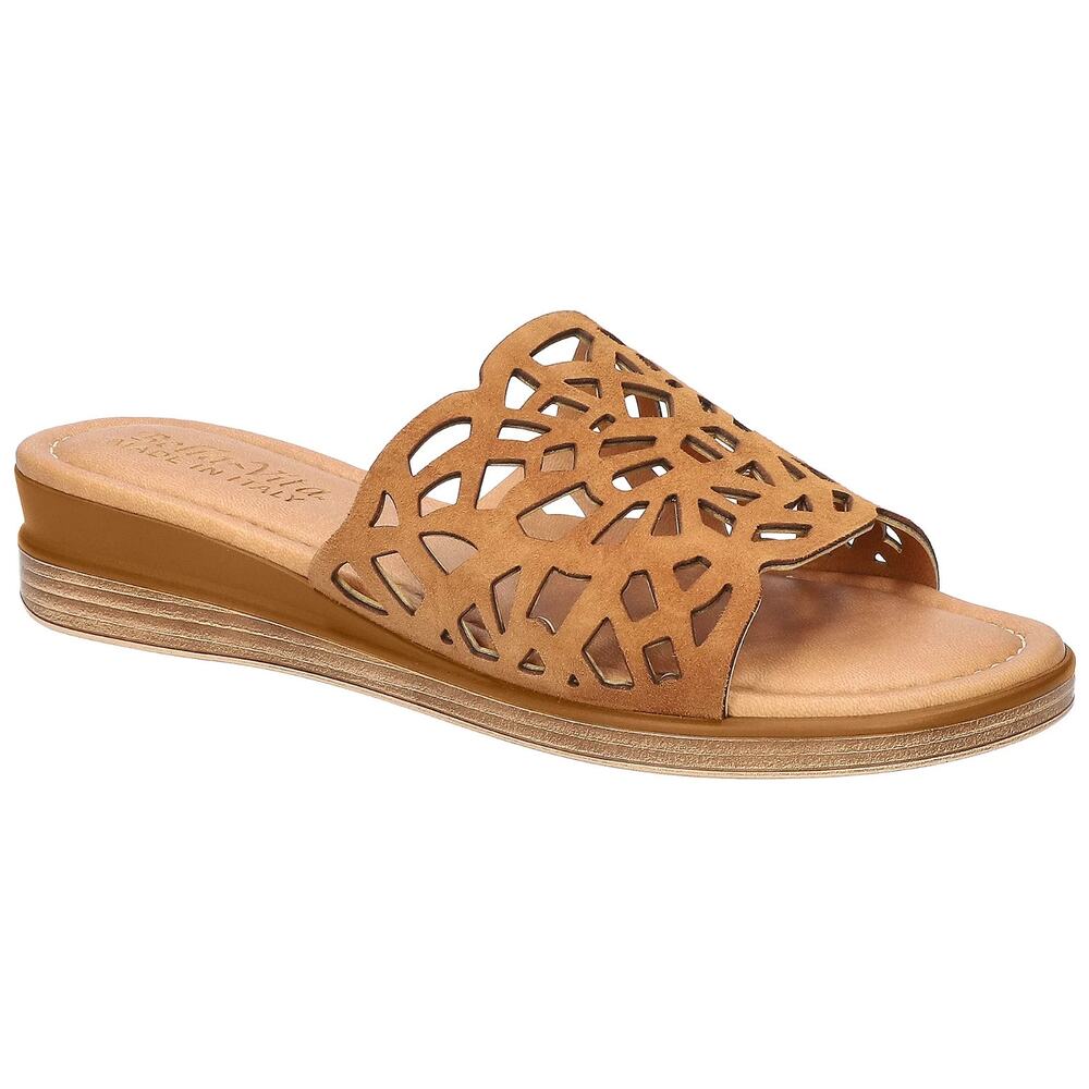 Bella Vita Cas-Italy Whiskey Kidsuede Leather Slide Sandals Size 10W